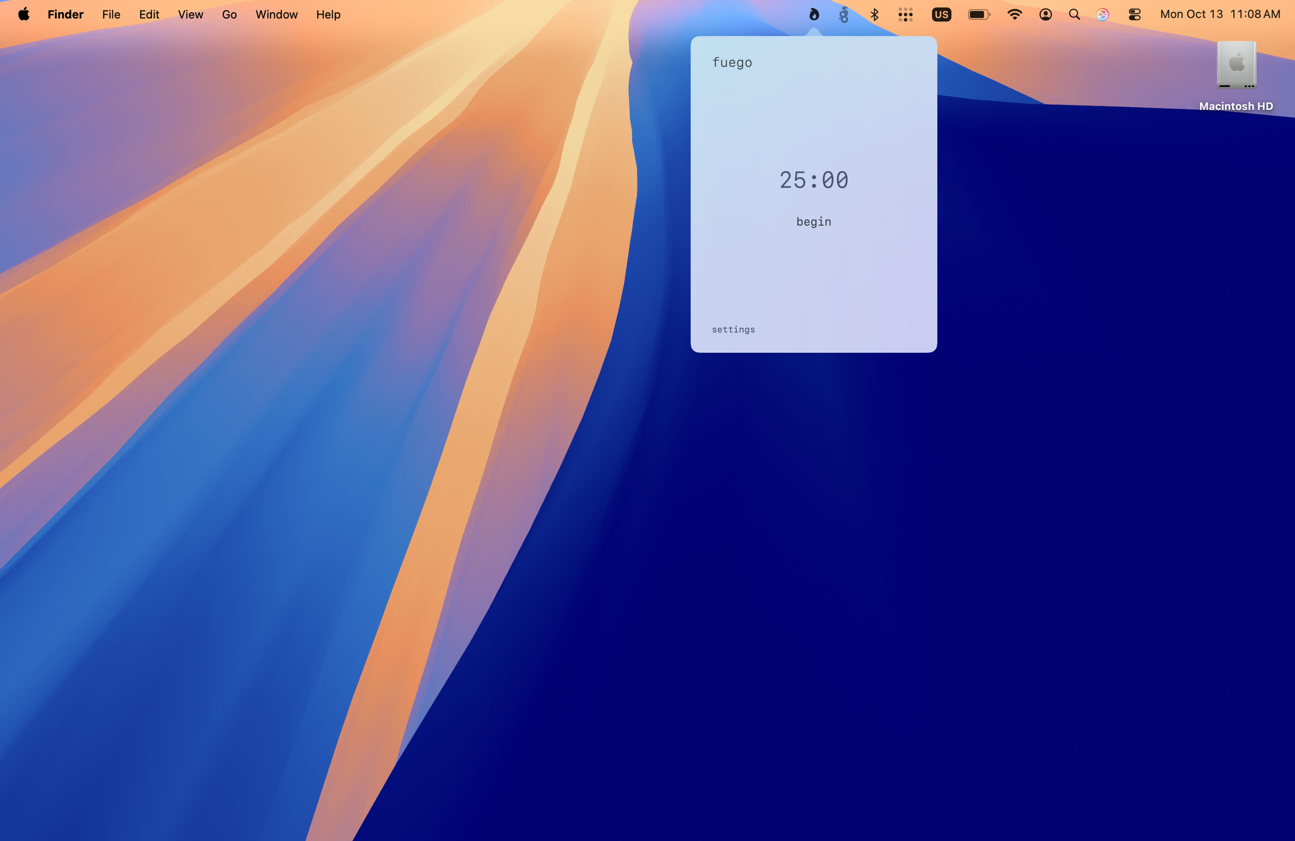 fuego menu bar widget in action